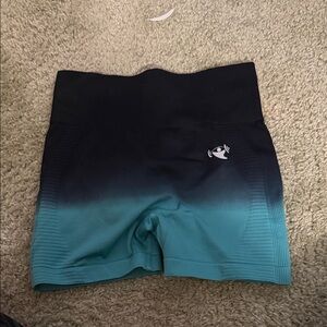 Black and Teal Ombre High-Waisted Shorts